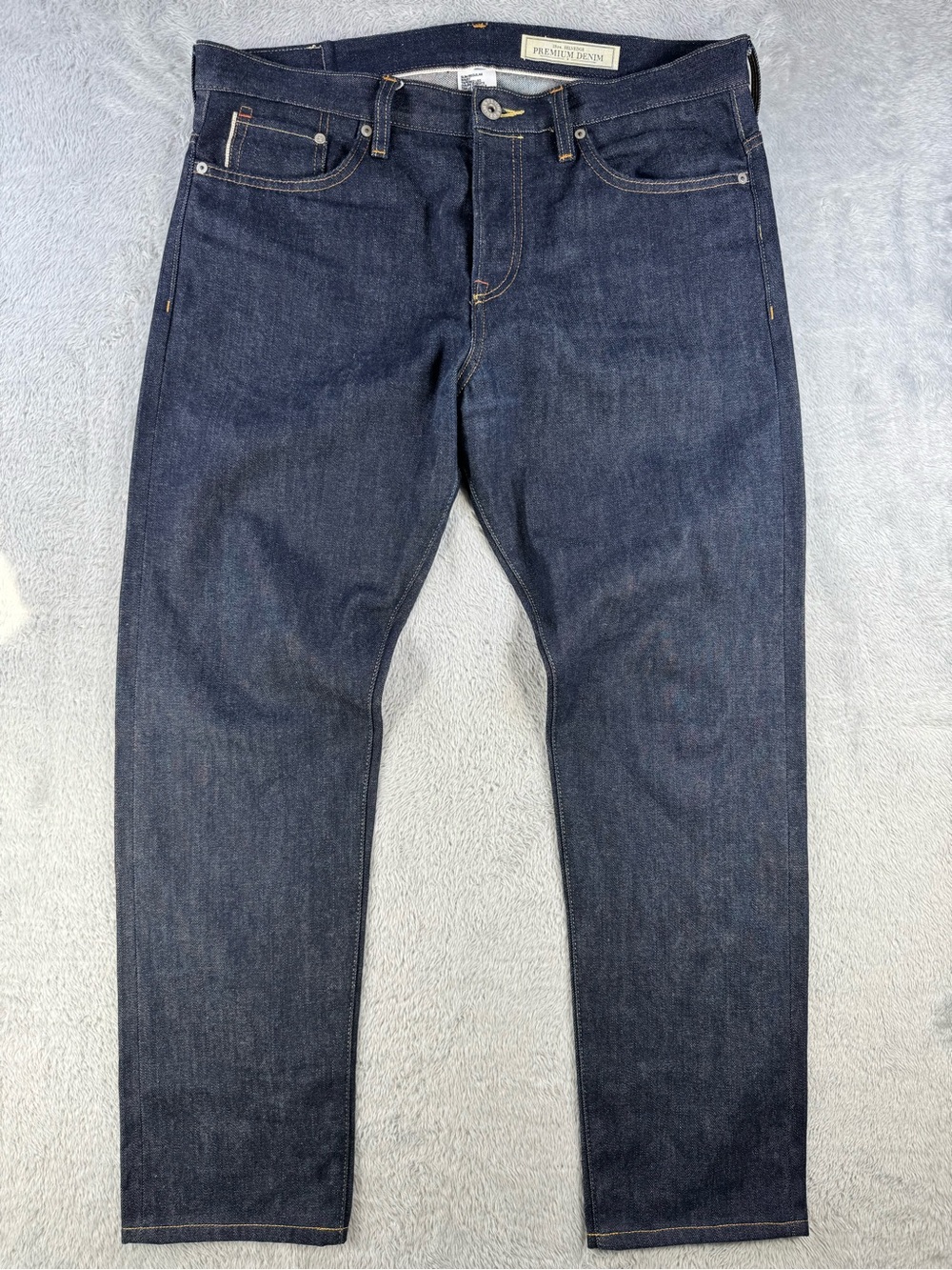 H&M &Denim 13oz Selvedge Premium Denim Slim Tapered Jeans Dark Indigo